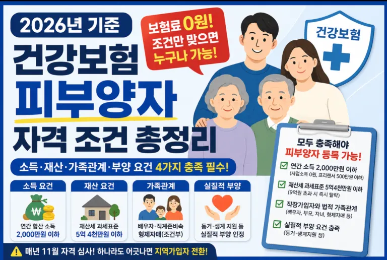 건강보험 피부양자 자격 조건 등록 방법 2026 총정리
